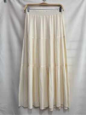 Tiered Cream Maxi Skirt - Women's Flowing Skirt
